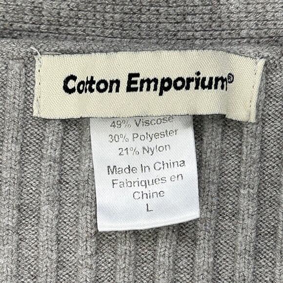 Cotton Emporium Ribbed Button Up Cropped Cardigan Sweater in Gray - Picture 4 of 4
